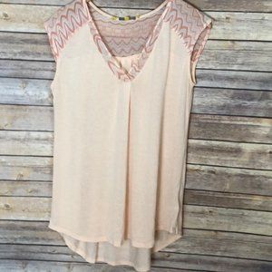 Anthropologie Little Yellow Button cap sleeve Size S